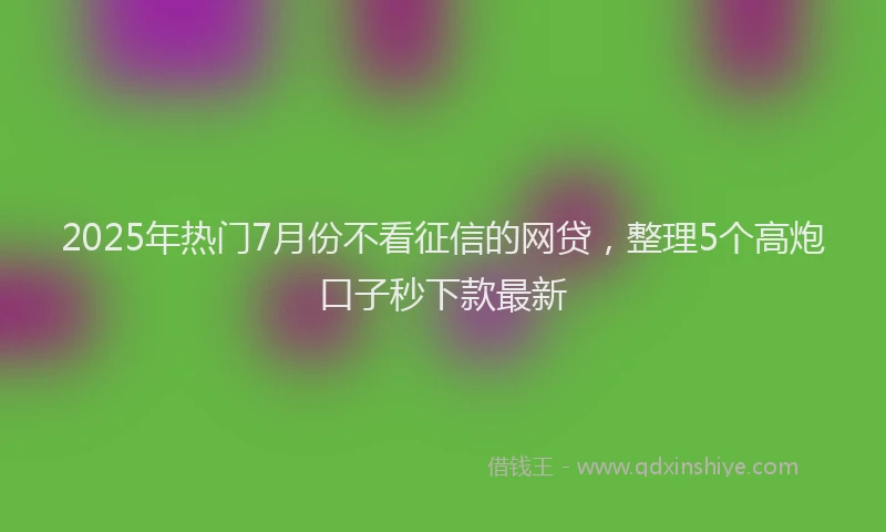 2025年热门7月份不看征信的网贷，整理5个高炮口子秒下款最新
