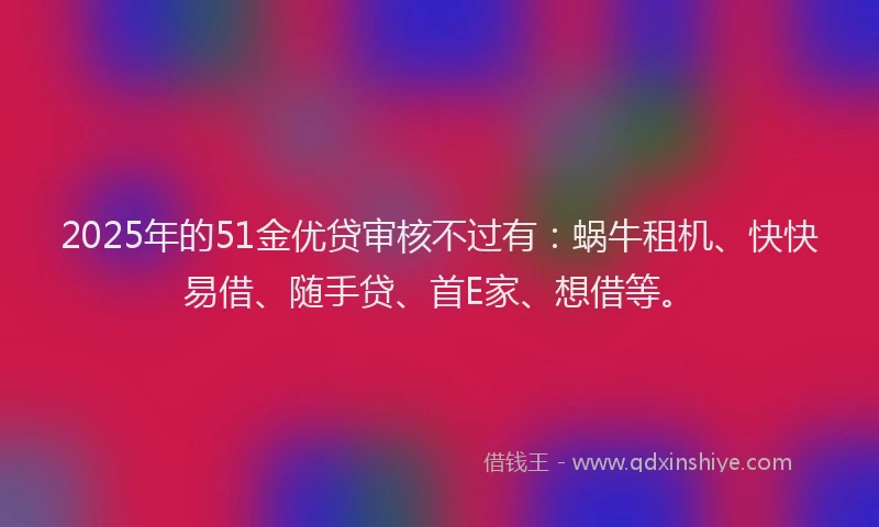 2025年的51金优贷审核不过有：蜗牛租机、快快易借、随手贷、首E家、想借等。