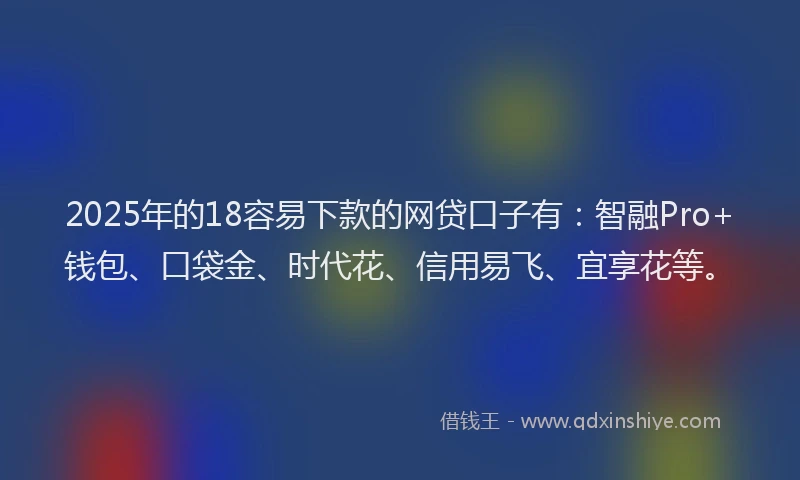 2025年的18容易下款的网贷口子有：智融Pro+钱包、口袋金、时代花、信用易飞、宜享花等。