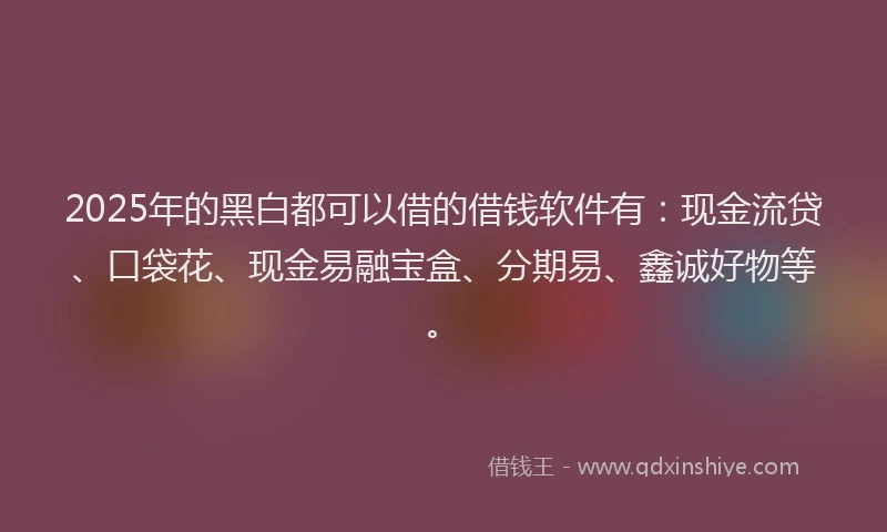 2025年的黑白都可以借的借钱软件有：现金流贷、口袋花、现金易融宝盒、分期易、鑫诚好物等。