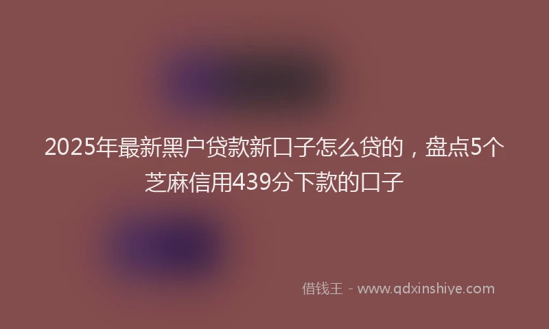 2025年最新黑户贷款新口子怎么贷的，盘点5个芝麻信用439分下款的口子