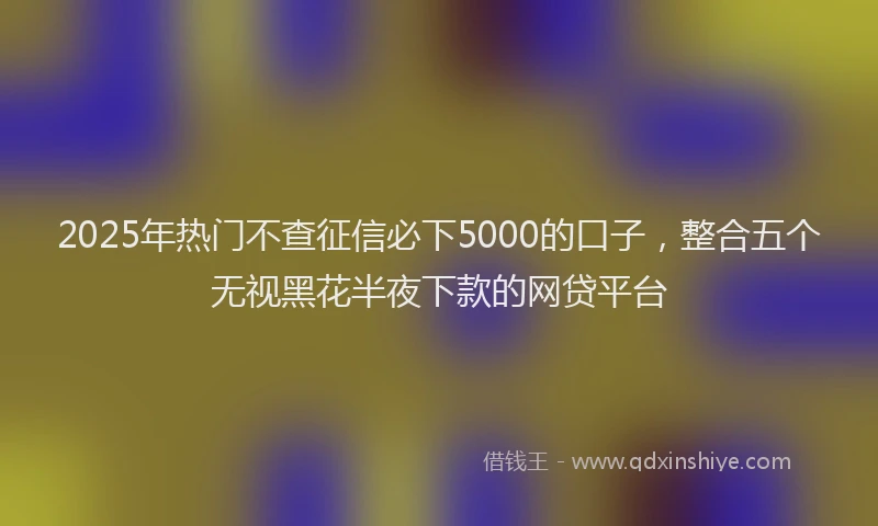 2025年热门不查征信必下5000的口子，整合五个无视黑花半夜下款的网贷平台