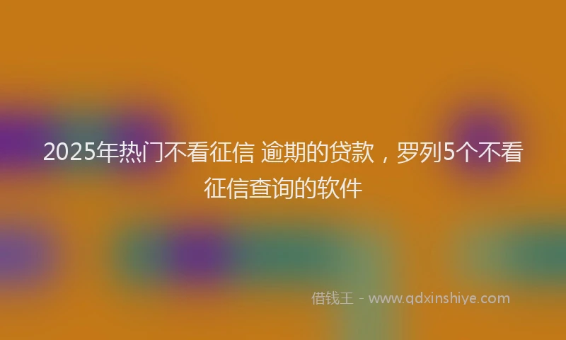 2025年热门不看征信 逾期的贷款，罗列5个不看征信查询的软件