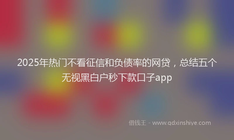 2025年热门不看征信和负债率的网贷，总结五个无视黑白户秒下款口子app