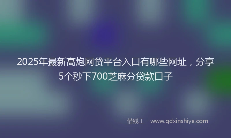2025年最新高炮网贷平台入口有哪些网址，分享5个秒下700芝麻分贷款口子