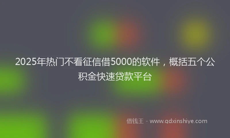 2025年热门不看征信借5000的软件，概括五个公积金快速贷款平台