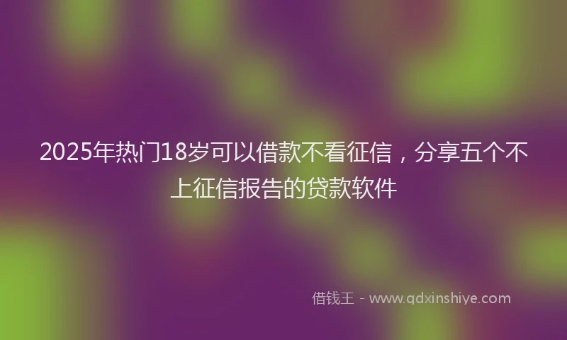 2025年热门18岁可以借款不看征信，分享五个不上征信报告的贷款软件