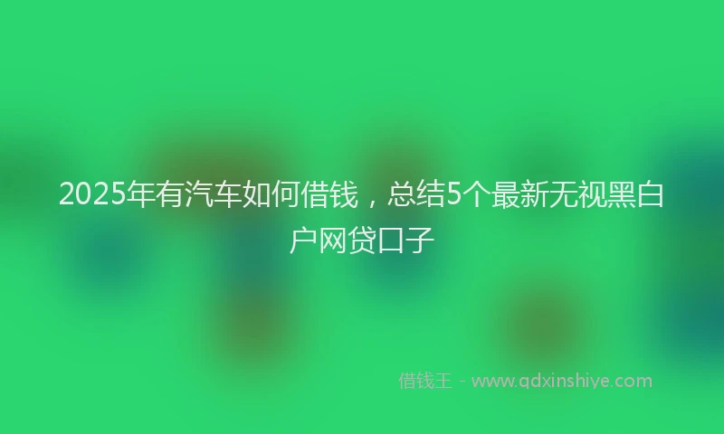 2025年有汽车如何借钱，总结5个最新无视黑白户网贷口子