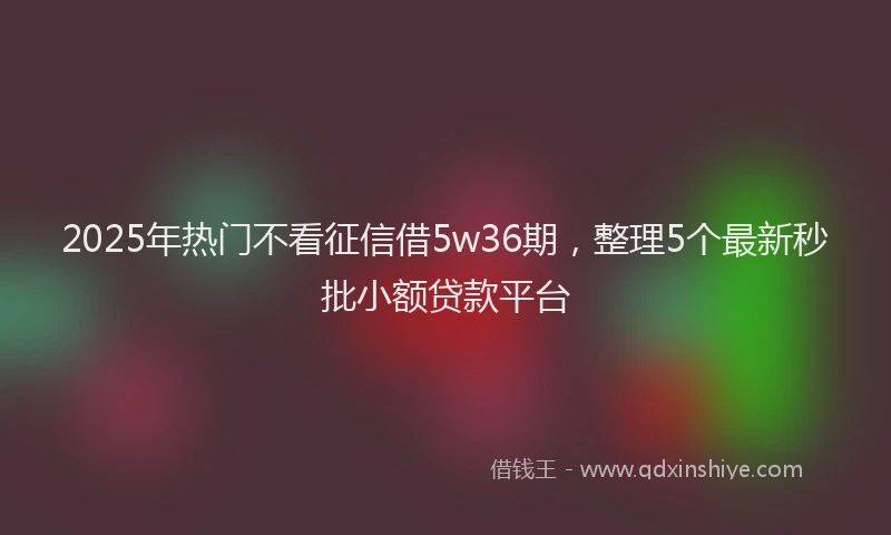 2025年热门不看征信借5w36期，整理5个最新秒批小额贷款平台