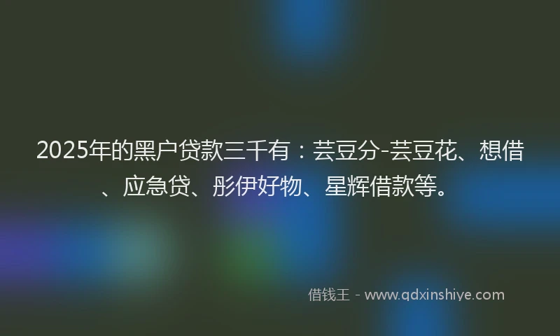 2025年的黑户贷款三千有：芸豆分-芸豆花、想借、应急贷、彤伊好物、星辉借款等。