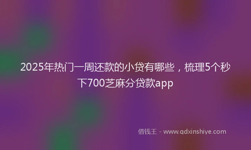 2025年热门一周还款的小贷有哪些，梳理5个秒下700芝麻分贷款app