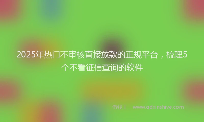 2025年热门不审核直接放款的正规平台，梳理5个不看征信查询的软件