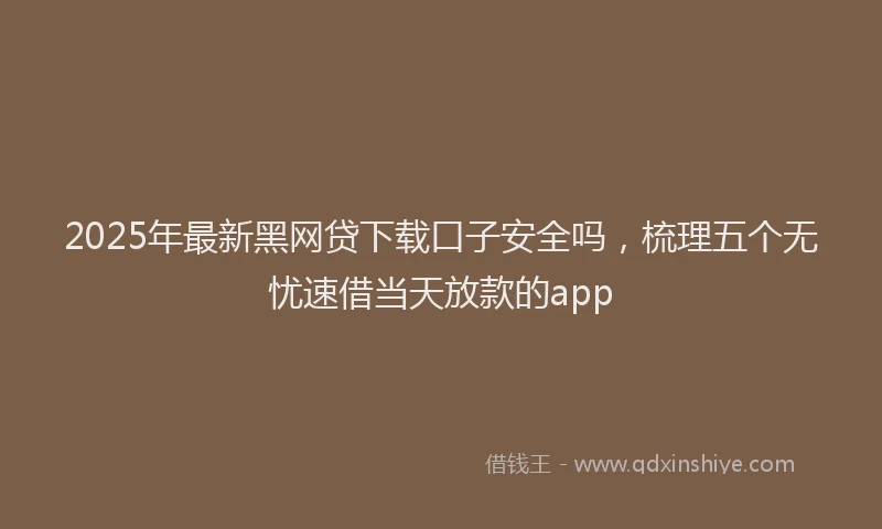 2025年最新黑网贷下载口子安全吗，梳理五个无忧速借当天放款的app