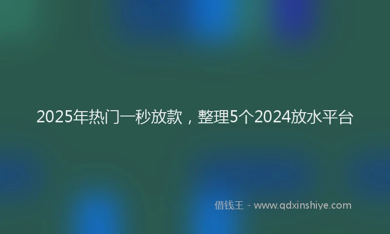 2025年热门一秒放款，整理5个2024放水平台