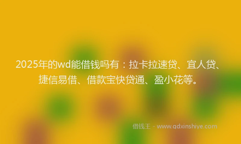 2025年的wd能借钱吗有：拉卡拉速贷、宜人贷、捷信易借、借款宝快贷通、盈小花等。
