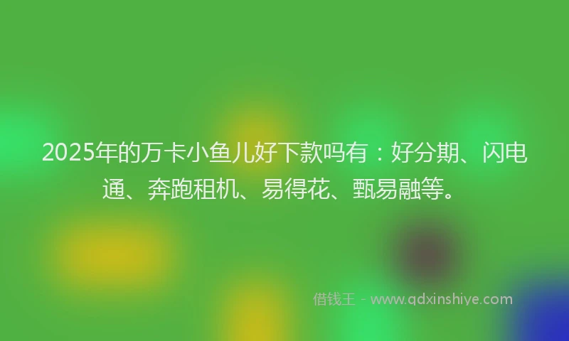 2025年的万卡小鱼儿好下款吗有:好分期、闪电通、奔跑租机、易得花、甄易融等。