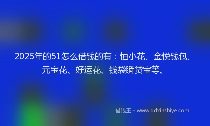2025年的51怎么借钱的有：恒小花、金悦钱包、元宝花、好运花、钱袋瞬贷宝等。