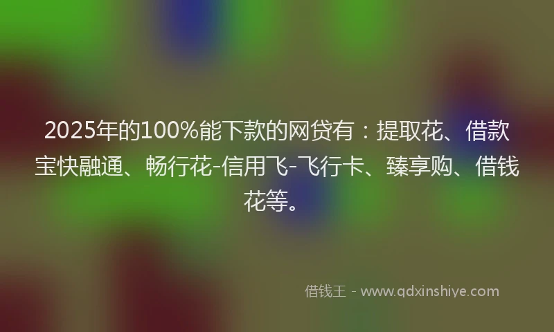 2025年的100%能下款的网贷有：提取花、借款宝快融通、畅行花-信用飞-飞行卡、臻享购、借钱花等。