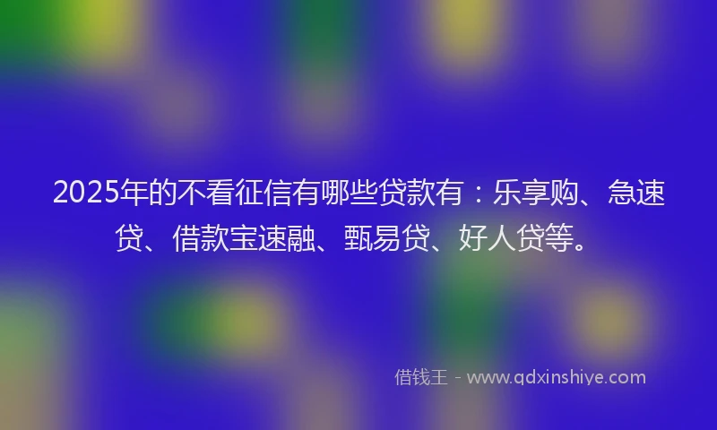 2025年的不看征信有哪些贷款有：乐享购、急速贷、借款宝速融、甄易贷、好人贷等。
