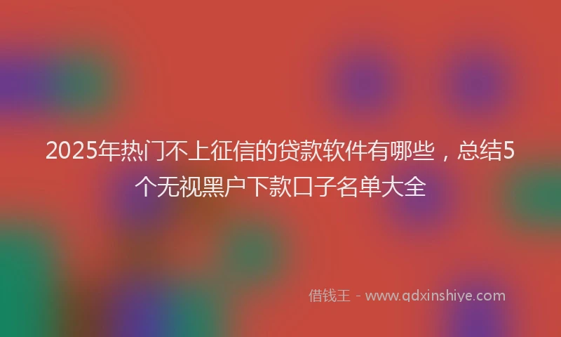 2025年热门不上征信的贷款软件有哪些，总结5个无视黑户下款口子名单大全