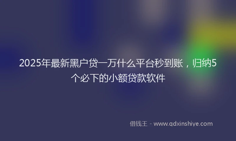 2025年最新黑户贷一万什么平台秒到账，归纳5个必下的小额贷款软件