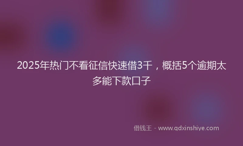 2025年热门不看征信快速借3千，概括5个逾期太多能下款口子