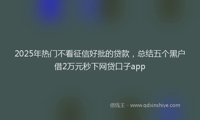 2025年热门不看征信好批的贷款，总结五个黑户借2万元秒下网贷口子app