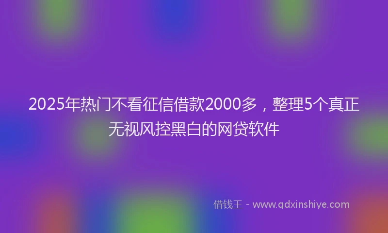 2025年热门不看征信借款2000多，整理5个真正无视风控黑白的网贷软件