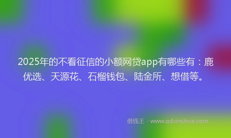 2025年的不看征信的小额网贷app有哪些有：鹿优选、天源花、石榴钱包、陆金所、想借等。
