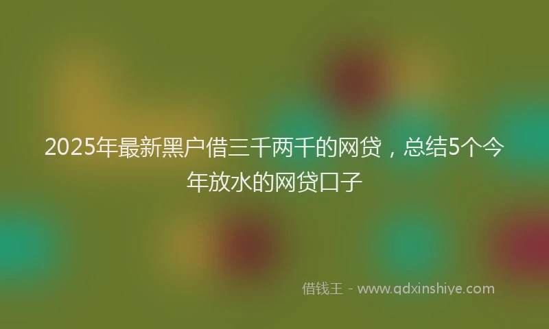 2025年最新黑户借三千两千的网贷，总结5个今年放水的网贷口子
