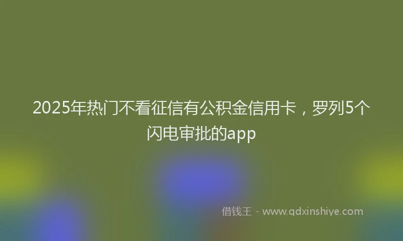 2025年热门不看征信有公积金信用卡，罗列5个闪电审批的app