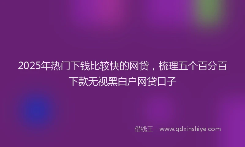 2025年热门下钱比较快的网贷，梳理五个百分百下款无视黑白户网贷口子