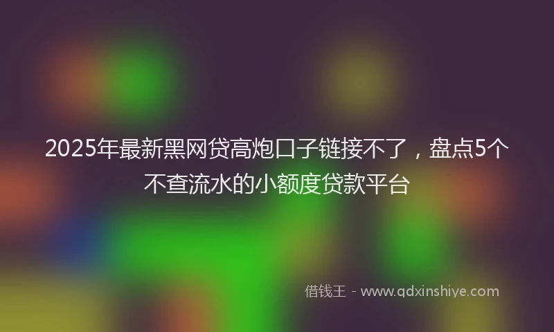 2025年最新黑网贷高炮口子链接不了，盘点5个不查流水的小额度贷款平台
