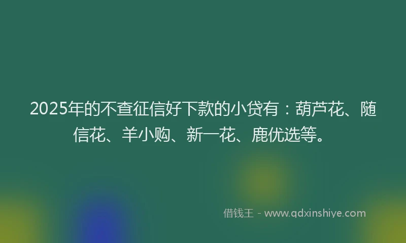 2025年的不查征信好下款的小贷有：葫芦花、随信花、羊小购、新一花、鹿优选等。
