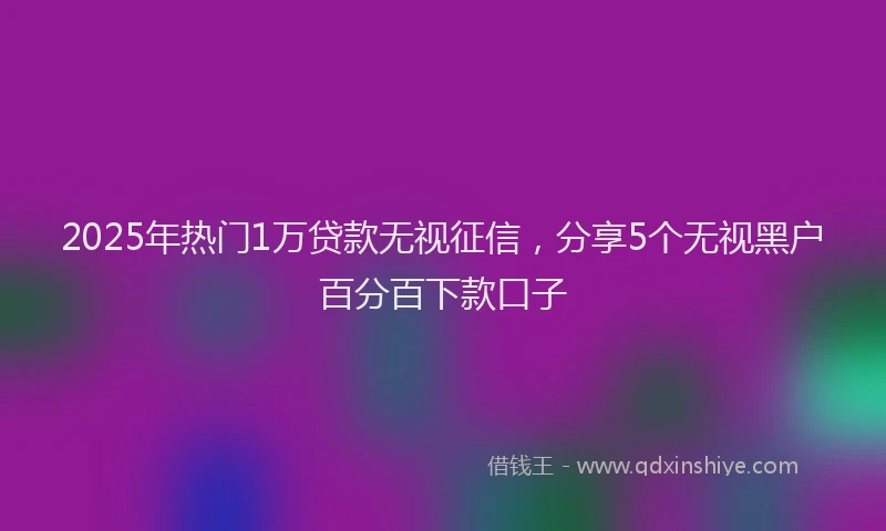 2025年热门1万贷款无视征信，分享5个无视黑户百分百下款口子