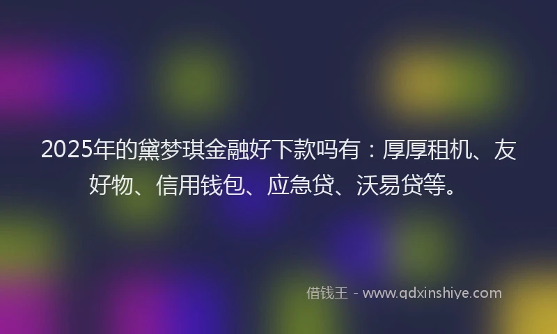 2025年的黛梦琪金融好下款吗有：厚厚租机、友好物、信用钱包、应急贷、沃易贷等。