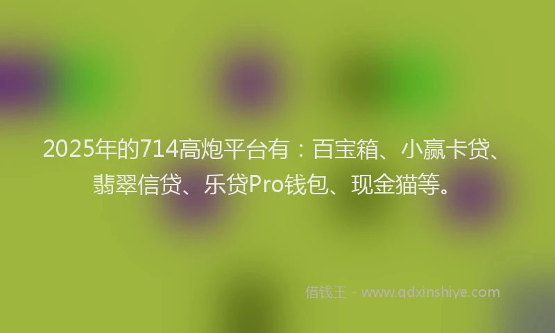 2025年的714高炮平台有：百宝箱、小赢卡贷、翡翠信贷、乐贷Pro钱包、现金猫等。