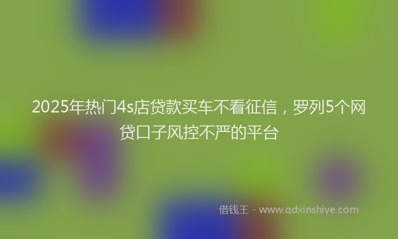 2025年热门4s店贷款买车不看征信，罗列5个网贷口子风控不严的平台