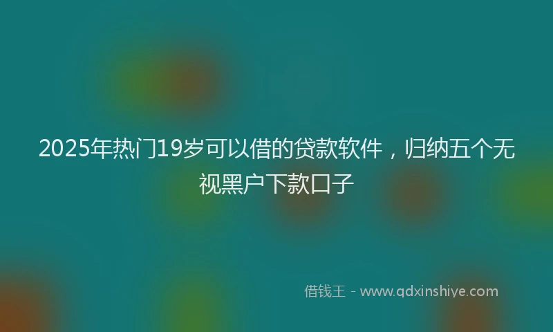 2025年热门19岁可以借的贷款软件，归纳五个无视黑户下款口子