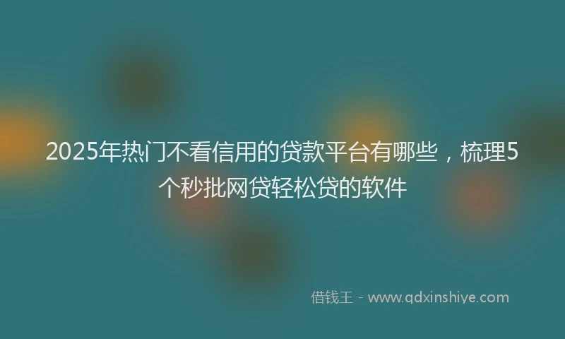 2025年热门不看信用的贷款平台有哪些，梳理5个秒批网贷轻松贷的软件