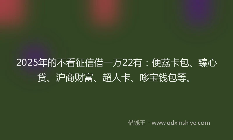 2025年的不看征信借一万22有：便荔卡包、臻心贷、沪商财富、超人卡、哆宝钱包等。
