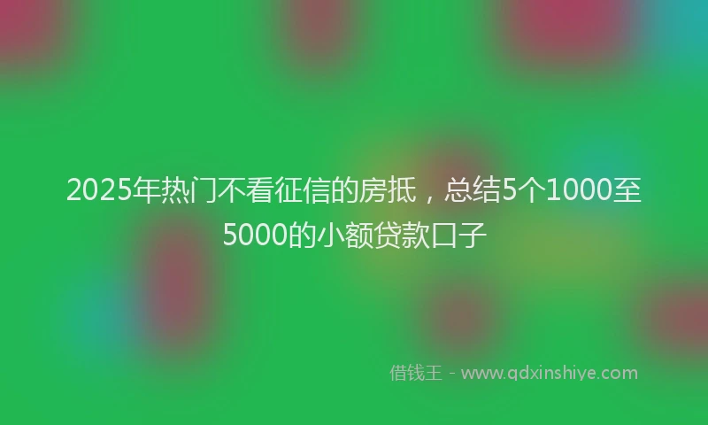 2025年热门不看征信的房抵，总结5个1000至5000的小额贷款口子