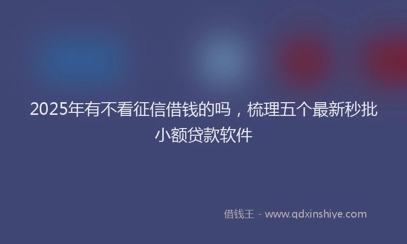 2025年有不看征信借钱的吗，梳理五个最新秒批小额贷款软件