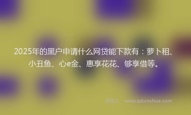 2025年的黑户申请什么网贷能下款有：萝卜租、小丑鱼、心e金、惠享花花、够享借等。