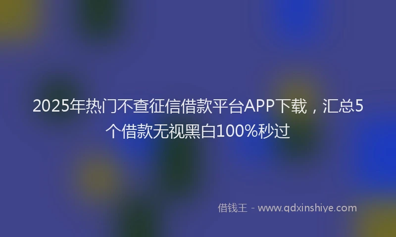 2025年热门不查征信借款平台APP下载，汇总5个借款无视黑白100%秒过