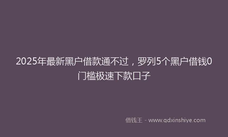2025年最新黑户借款通不过，罗列5个黑户借钱0门槛极速下款口子