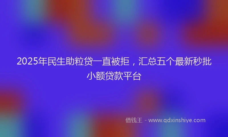 2025年民生助粒贷一直被拒，汇总五个最新秒批小额贷款平台