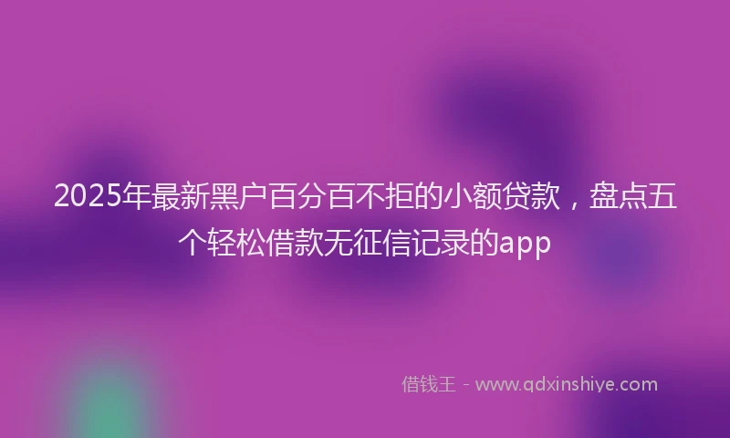 2025年最新黑户百分百不拒的小额贷款，盘点五个轻松借款无征信记录的app