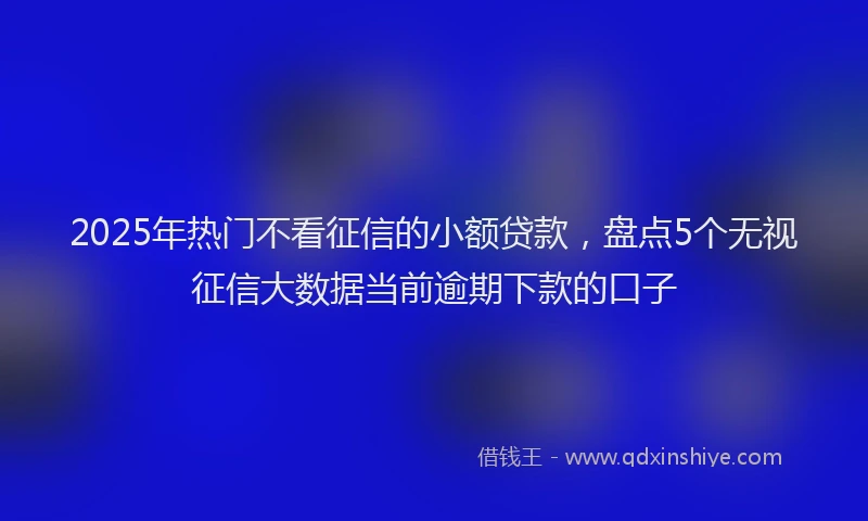 2025年热门不看征信的小额贷款，盘点5个无视征信大数据当前逾期下款的口子