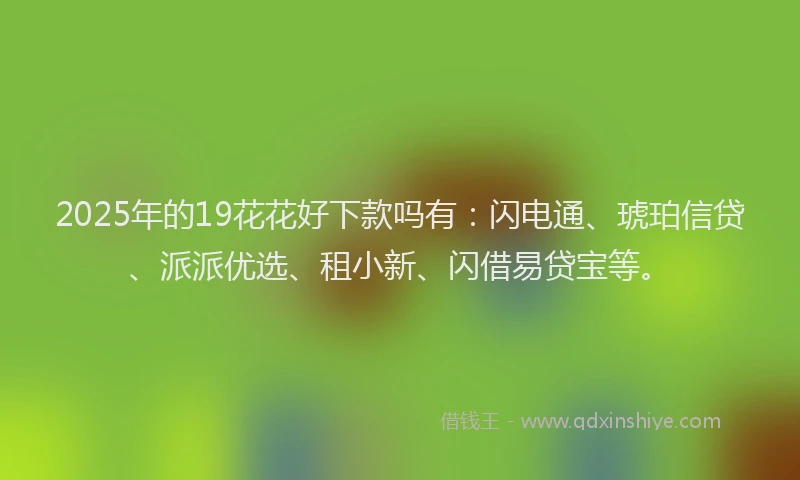 2025年的19花花好下款吗有：闪电通、琥珀信贷、派派优选、租小新、闪借易贷宝等。
